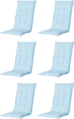 Madison - Coussin De Jardin - Universel - Dossier Haut - 6 Pcs. - Panama Skyway - 123x50cm - Blauw - Coussins De Chaise De Jardin - Chaise Standard