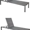 Set - Lot De 2 Bains De Soleil AQUILA - 2 Chaises De Jardin à Roulettes - Chargeable Jusqu'à 160 Kg - 200x75x36 Cm - Empilables - Bains De Soleil - Aluminium - Textilène - Anthracite