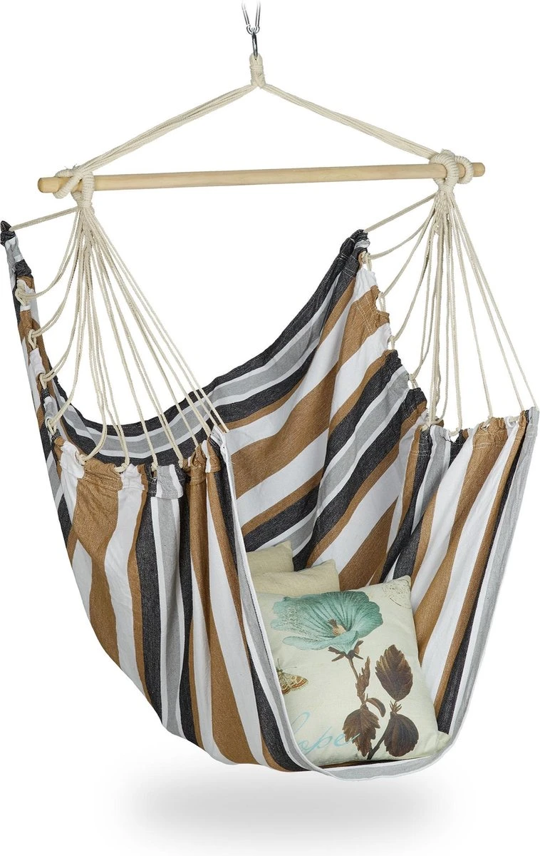 Fauteuil Suspendu Relaxdays - Moderne - Coton - 150 Kg - Chaise Hamac - Intérieur Et Extérieur Color Mix 1 2 Fauteuil Suspendu Relaxdays - Moderne - Coton - 150 Kg - Chaise Hamac - Intérieur Et Extérieur Color Mix 1 – Image 2