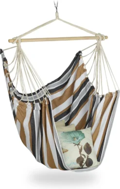 Fauteuil Suspendu Relaxdays - Moderne - Coton - 150 Kg - Chaise Hamac - Intérieur Et Extérieur Color Mix 1