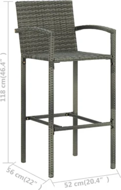 Ensemble De Bar De Jardin Premium - Bar De Jardin 3 Pièces Avec Accoudoirs Poly Rotin Gris -Jardin Meubles Magasin 763x1200 1