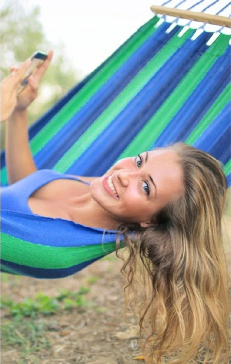 Hamac - 2 Personnes - 200 X 160 Cm - Blauw / Vert - Jusqu'à 200 Kg - Avec Housse - Extra Solide - Camping - Camping - Survie - Hamac - Hamac Double - Camping - Hamac Cocoon - Adultes Et Enfants 4 Hamac - 2 Personnes - 200 X 160 Cm - Blauw / Vert - Jusqu'à 200 Kg - Avec Housse - Extra Solide - Camping - Camping - Survie - Hamac - Hamac Double - Camping - Hamac Cocoon - Adultes Et Enfants – Image 4