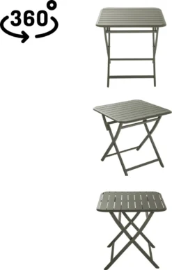 NATERIAL - Table De Jardin Carrée IDAHO - Table Pliante - 75 X 75 X 75 Cm - 2 Personnes - Aluminium - Vert - Table D'appoint - Pliable - Table De Jardin -Jardin Meubles Magasin 764x1200 1