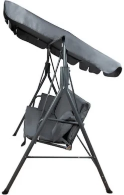 Balançoire De Jardin EASTWALL Hollywood - Balançoire Avec Toit Réglable - Incl. 2 Coussins - Salon De Jardin - 3 Places - Noir - L170xL105xH150cm -Jardin Meubles Magasin 765x1200