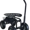 AXI AG22 Siège De Jardin Sur Roues En Noir - Tabouret Pour Jardinier Avec Bac De Rangement - Chariot Pour Le Jardinage En Métal Avec Charge Max. 150 Kg