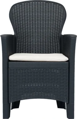 La Dolce Vita - Salon De Jardin 3 Pièces - Salon De Terrasse - Salon De Jardin Avec Chaises Et Table - Salon De Plein Air Aspect Rotin Plastique Anthracite -Jardin Meubles Magasin 777x1200