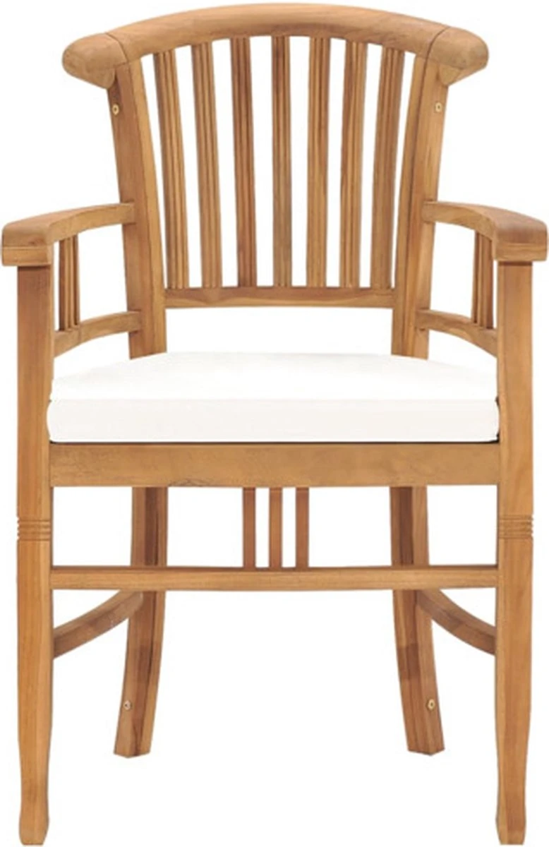 VidaXL Chaises De Jardin De VidaXL 2 Pièces Avec Coussins Blanc Crème Teck Massif 6 VidaXL Chaises De Jardin De VidaXL 2 Pièces Avec Coussins Blanc Crème Teck Massif – Image 6