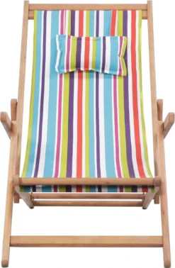 Prolenta Premium - Chaise De Plage Pliable En Tissu Et Structure En Bois Multicolore -Jardin Meubles Magasin 785x1200