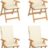 Chaises De Jardin Chaises De Jardin 4 Pcs Avec Coussins Couleur Crème En Teck Massif