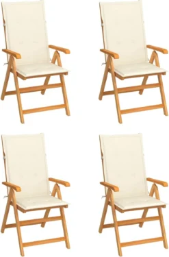 Chaises De Jardin Chaises De Jardin 4 Pcs Avec Coussins Couleur Crème En Teck Massif