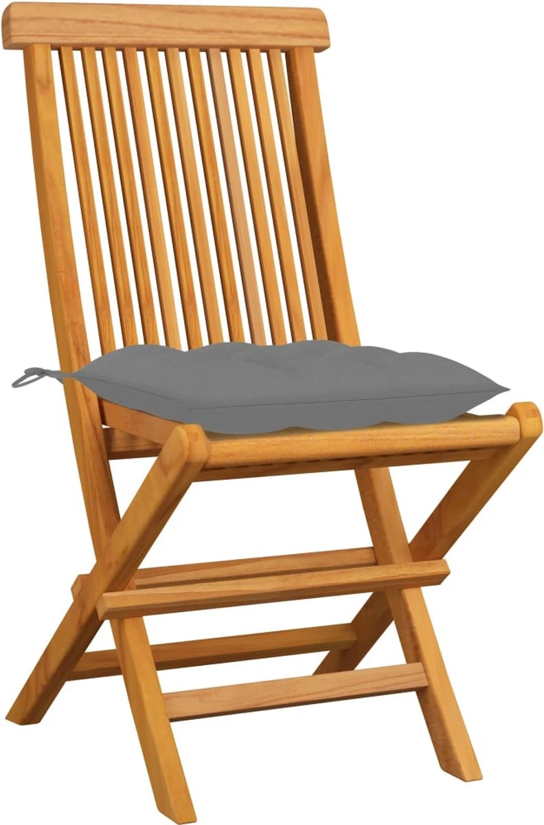 Chaises De Jardin Chaises De Jardin 4 Pcs Avec Coussins Gris Bois De Teck Massif 2 Chaises De Jardin Chaises De Jardin 4 Pcs Avec Coussins Gris Bois De Teck Massif – Image 2