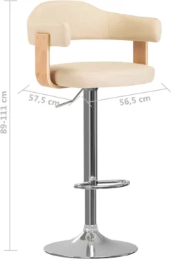 VidaLife Tabourets De Bar De Bar 2 Pcs En Bois Courbé Et Cuir Artificiel Couleur Crème -Jardin Meubles Magasin 793x1200 5