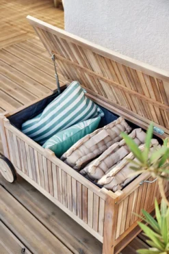 NATERIAL - Coffre De Jardin SOLIS - Coffre De Rangement Extérieur - Coffre à Coussins - Coffre Sur Roulettes - Avec Poignées - Acacia FSC - Marron - 118 L - 85x52x48 Cm - Coffre De Jardin -Jardin Meubles Magasin 800x1200 40