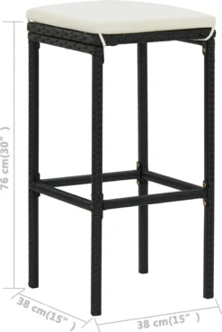 Ensemble De Bar De Jardin Premium - Ensemble De Bar De Jardin 3 Pièces Avec Coussins Noir -Jardin Meubles Magasin 803x1200