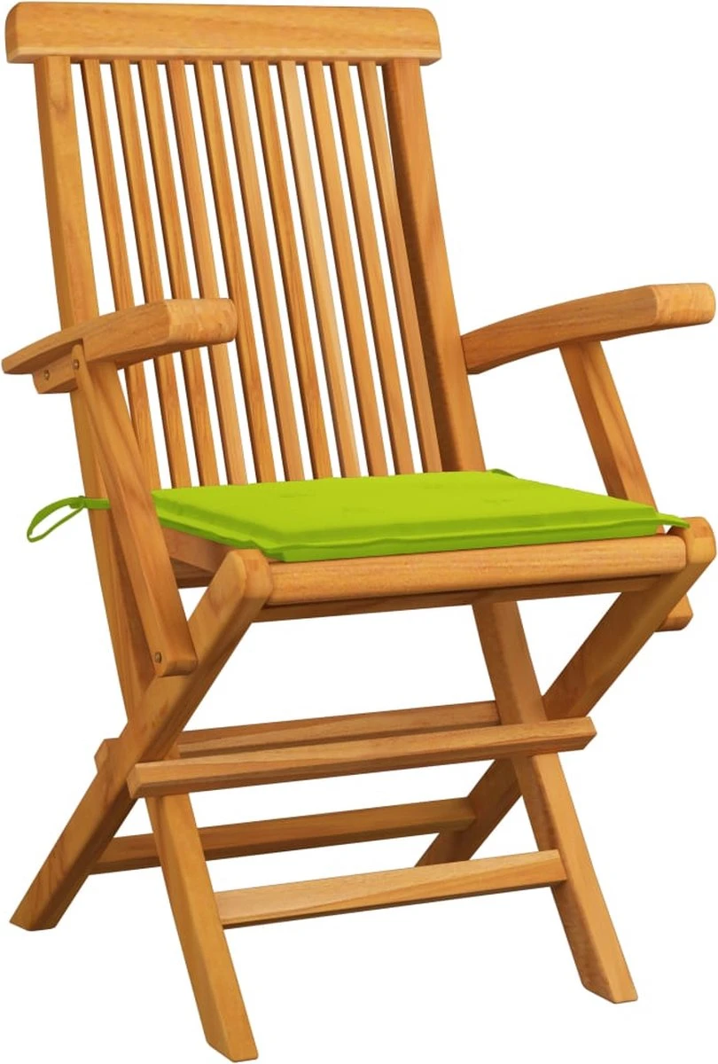 Prolenta Premium - Chaises De Jardin De Jardin 3 Pcs Avec Coussins Vert Vif En Teck Massif 2 Prolenta Premium - Chaises De Jardin De Jardin 3 Pcs Avec Coussins Vert Vif En Teck Massif – Image 2
