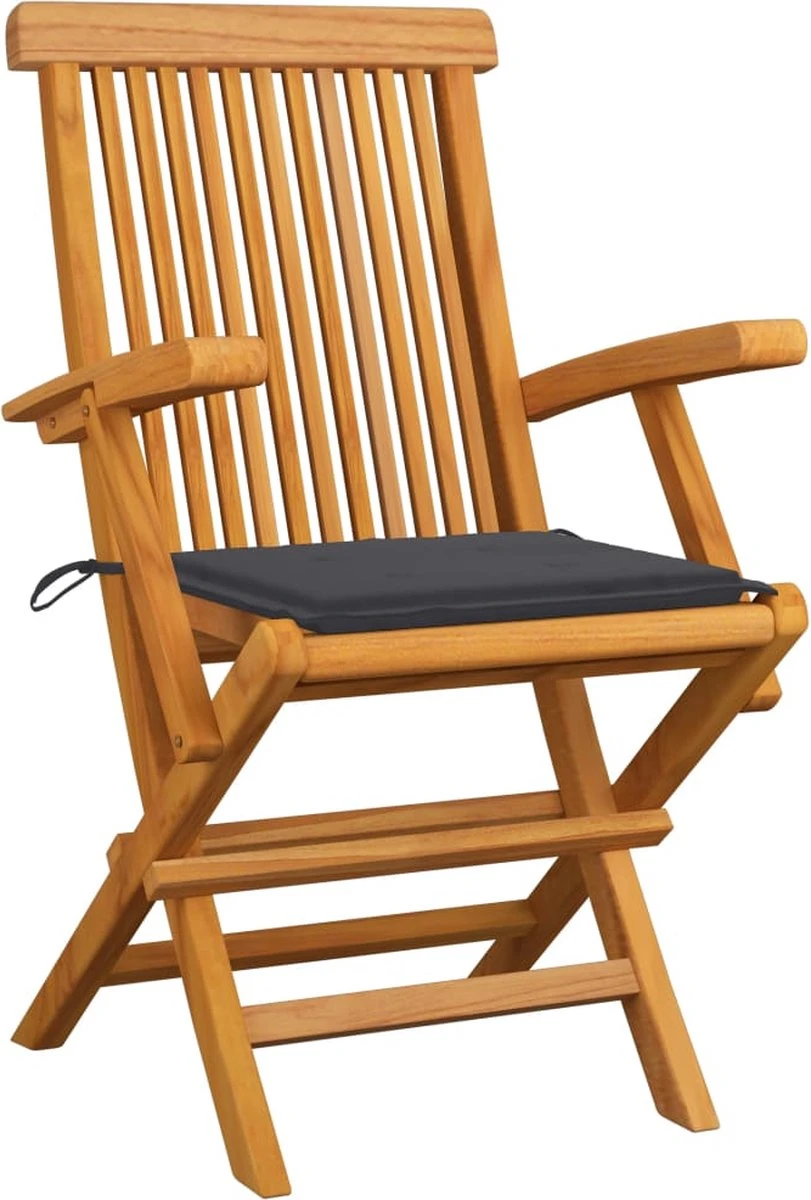 Chaises De Jardin VidaLife 3 Pcs Avec Coussins En Teck Massif De Couleur Anthracite 2 Chaises De Jardin VidaLife 3 Pcs Avec Coussins En Teck Massif De Couleur Anthracite – Image 2