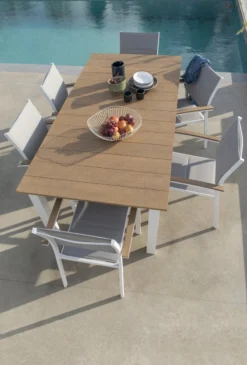 NATERIAL - Table De Jardin Rectangulaire SAN DIEGO - 200 X 100 X 75 Cm - 6 Personnes - Aluminium - FSC Eucalyptus - Wit - Table à Manger D'extérieur - Table Extensible - Rallonge -Jardin Meubles Magasin 811x1200 6