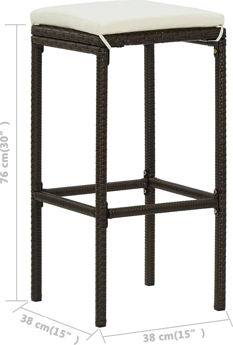 Ensemble De Bar De Jardin Premium - Ensemble De Bar De Jardin 9 Pièces Avec Coussins Polyrotin Marron 6 Ensemble De Bar De Jardin Premium - Ensemble De Bar De Jardin 9 Pièces Avec Coussins Polyrotin Marron – Image 6