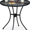 Relaxdays Table De Jardin Avec Parsol - Table De Balcon - Table De Bistrot - Table D'extérieur 70 Cm - Noir