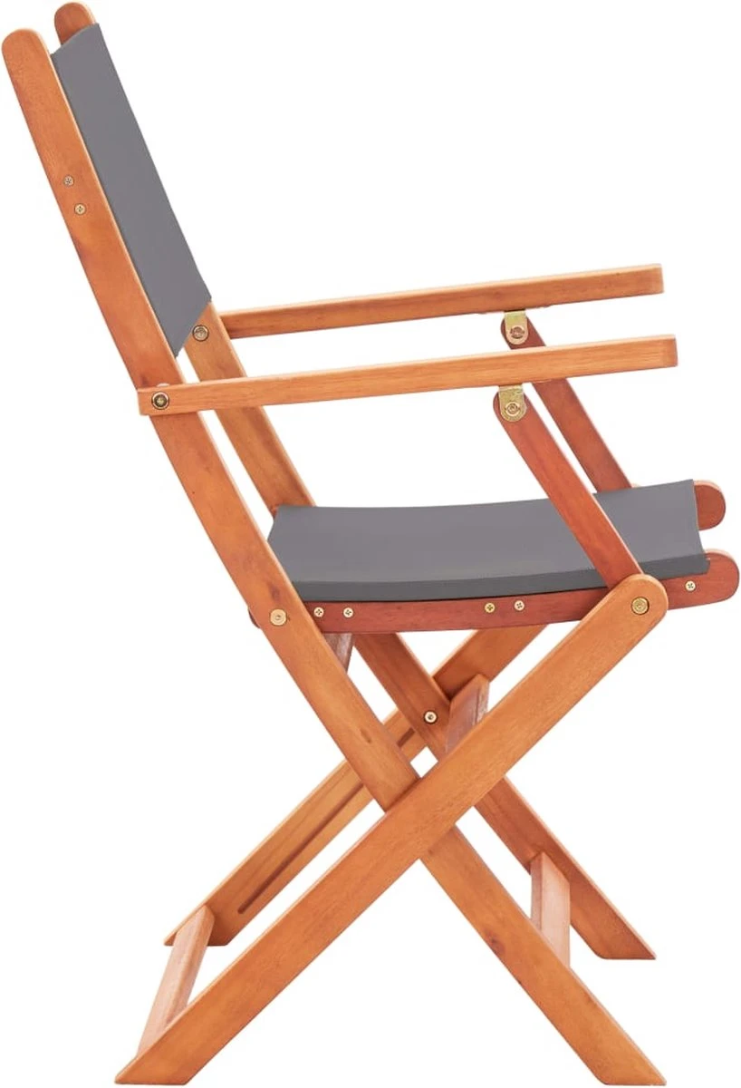 VidaLife Chaises De Jardin De Jardin Pliables 2 Pcs Bois D'eucalyptus Et Textilène Gris 4 VidaLife Chaises De Jardin De Jardin Pliables 2 Pcs Bois D'eucalyptus Et Textilène Gris – Image 4