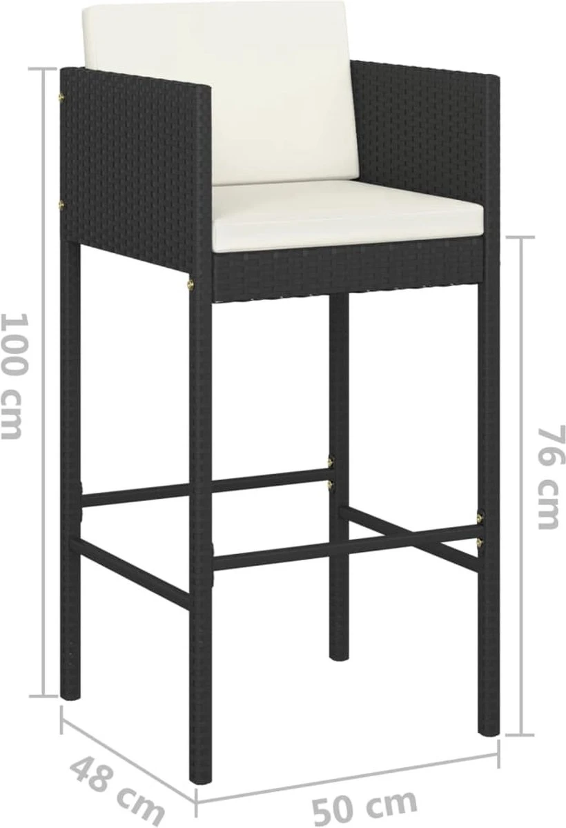 Ensemble De Bar De Jardin Premium - Ensemble De Bar De Jardin 5 Pièces Avec Coussins Poly Rotin Noir 7 Ensemble De Bar De Jardin Premium - Ensemble De Bar De Jardin 5 Pièces Avec Coussins Poly Rotin Noir – Image 7