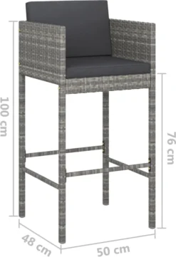 La Dolce Vita - Table De Jardin 5 Pièces Avec Chaises - Meuble Bar - Meuble Bar - Meuble D'angle Bar - Table Haute Avec Tabourets - Ensemble Bistro Avec Table Et Chaises Avec Coussins Poly Rotin Gris -Jardin Meubles Magasin 820x1200 7