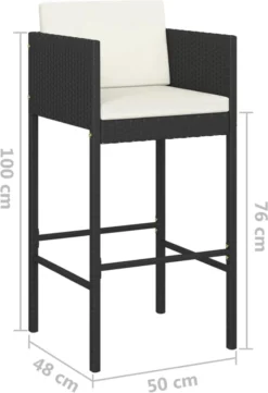 Ensemble De Bar De Jardin Premium - Ensemble De Bar De Jardin 3 Pièces Avec Coussins Poly Rotin Noir -Jardin Meubles Magasin 820x1200 8