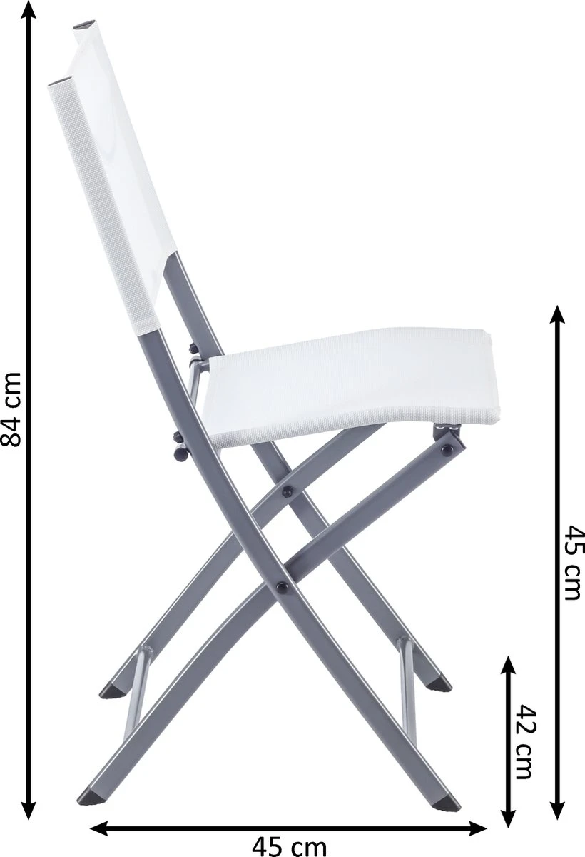 NATERIAL - Set De 4 Chaises De Jardin EMYS Avec Accoudoirs - Fauteuil Pliant - Fauteuil De Jardin - Pliable - Chaises De Terrasse - Chaises De Salle à Manger - Acier - Textilène - Wit 3 NATERIAL - Set De 4 Chaises De Jardin EMYS Avec Accoudoirs - Fauteuil Pliant - Fauteuil De Jardin - Pliable - Chaises De Terrasse - Chaises De Salle à Manger - Acier - Textilène - Wit – Image 3