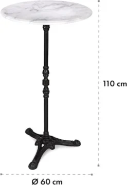 Blumfeldt Patras Taverna 4-Seasons-Marbre - Table Bistrot 60 X 110 Cm (ØxH) - Table De Bar - Table De Jardin - Marbre - Pour L'extérieur Et L'intérieur -Jardin Meubles Magasin 823x1200