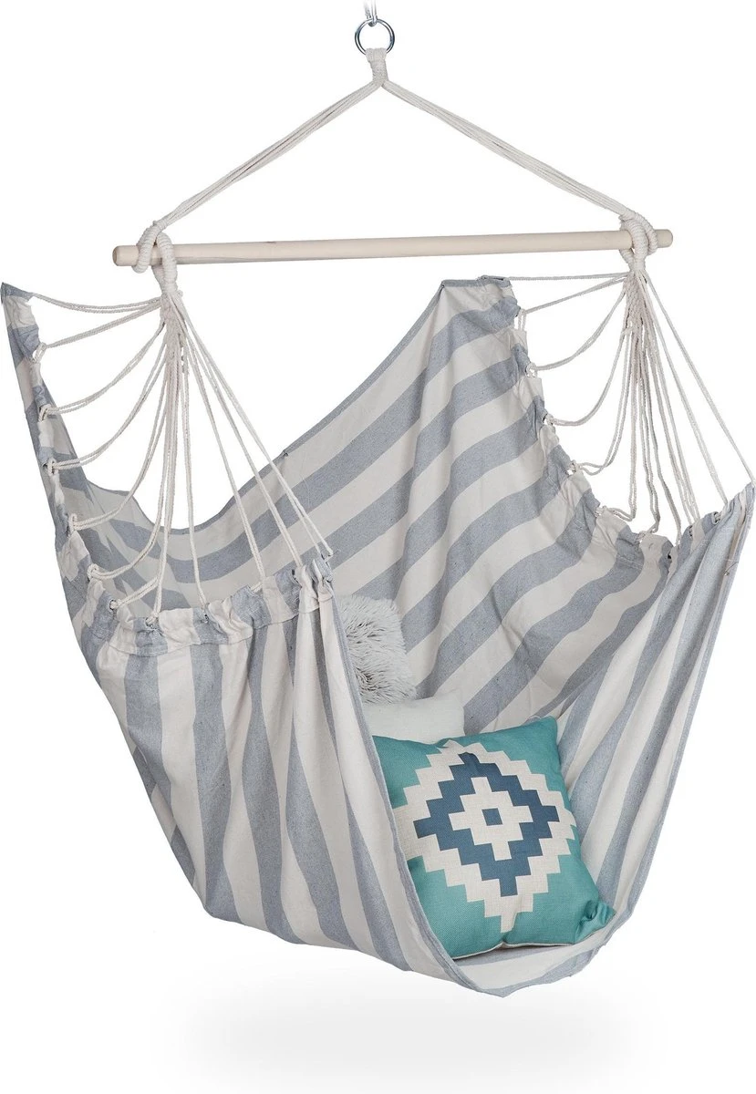 Fauteuil Suspendu Relaxdays - Moderne - Coton - 150 Kg - Chaise Hamac - Intérieur Et Extérieur Color Mix 2 10 Fauteuil Suspendu Relaxdays - Moderne - Coton - 150 Kg - Chaise Hamac - Intérieur Et Extérieur Color Mix 2 – Image 10