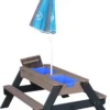 AXI Nick Table Sable Et Eau / Table Pique Nique Anthracite / Gris - Table D’eau Avec Couvercle, Boîtes De Rangement & Parasol - Table De Jeu Enfant à Eau Pour Le Jardin