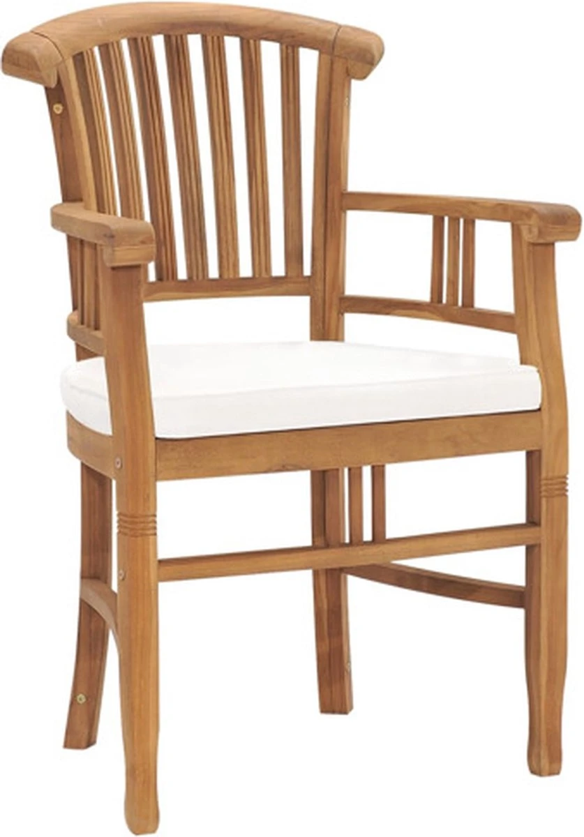 VidaXL Chaises De Jardin De VidaXL 2 Pièces Avec Coussins Blanc Crème Teck Massif 3 VidaXL Chaises De Jardin De VidaXL 2 Pièces Avec Coussins Blanc Crème Teck Massif – Image 3