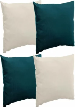 Hesperide Canapé/déco/coussins De Jardin - Intérieur/extérieur - Set 4x Pièces - Beige/vert émeraude - 40x40 Cm