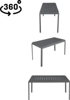 NATERIAL - Table De Balcon Rectangulaire IDAHO - 144 X 70 X 75 Cm - 2 à 4 Personnes - Aluminium - Anthracite - Gris Foncé - Table à Manger - Table De Jardin - Table D'appoint -Jardin Meubles Magasin 839x1200 2