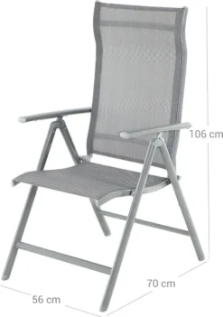 Chaise De Jardin - Chaise Pliante - Chaise D'extérieur - Structure En Aluminium - Capacité De Charge Jusqu'à 150 Kg - Grijs -Jardin Meubles Magasin 845x1200 1