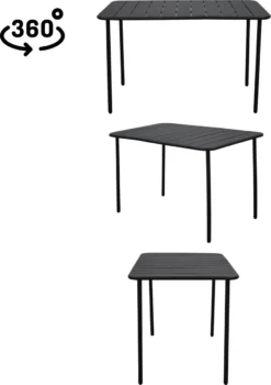 GENERIC - Table De Jardin Rectangulaire CAFE - 4 à 6 Personnes - L. 120 X L. 70 X H. 73,5 Cm - Plateau En Aluminium - Structure En Acier - Anthracite - Table De Terrasse - Table à Manger -Jardin Meubles Magasin 848x1200 4