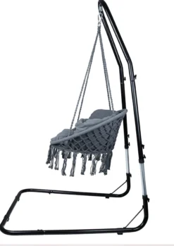 MXJ1-025 - Support Pour Chaise Hamac, Noir - Support Pour Chaise Suspendue Jusqu'à 240 Kg, Cadre Testé Par Le TÜV, Support Pour Chaise Suspendue, Chaise Suspendue, Chaise Suspendue, 196-226 Cm -Jardin Meubles Magasin 849x1200