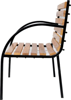 Nancy's Olney Garden Bench - Banc - Banc En Bois - 2 Places - Banc De Parc - Acier - Zwart - Marron - Naturel - 122 X 60 X 80 Cm -Jardin Meubles Magasin 851x1200