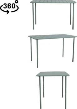 GENERIC - Table De Jardin Rectangulaire CAFE - 4 à 6 Personnes - L. 120 X L. 70 X H. 73,5 Cm - Plateau Aluminium - Structure Acier - Vert Agave - Table De Terrasse - Table à Manger -Jardin Meubles Magasin 851x1200 3