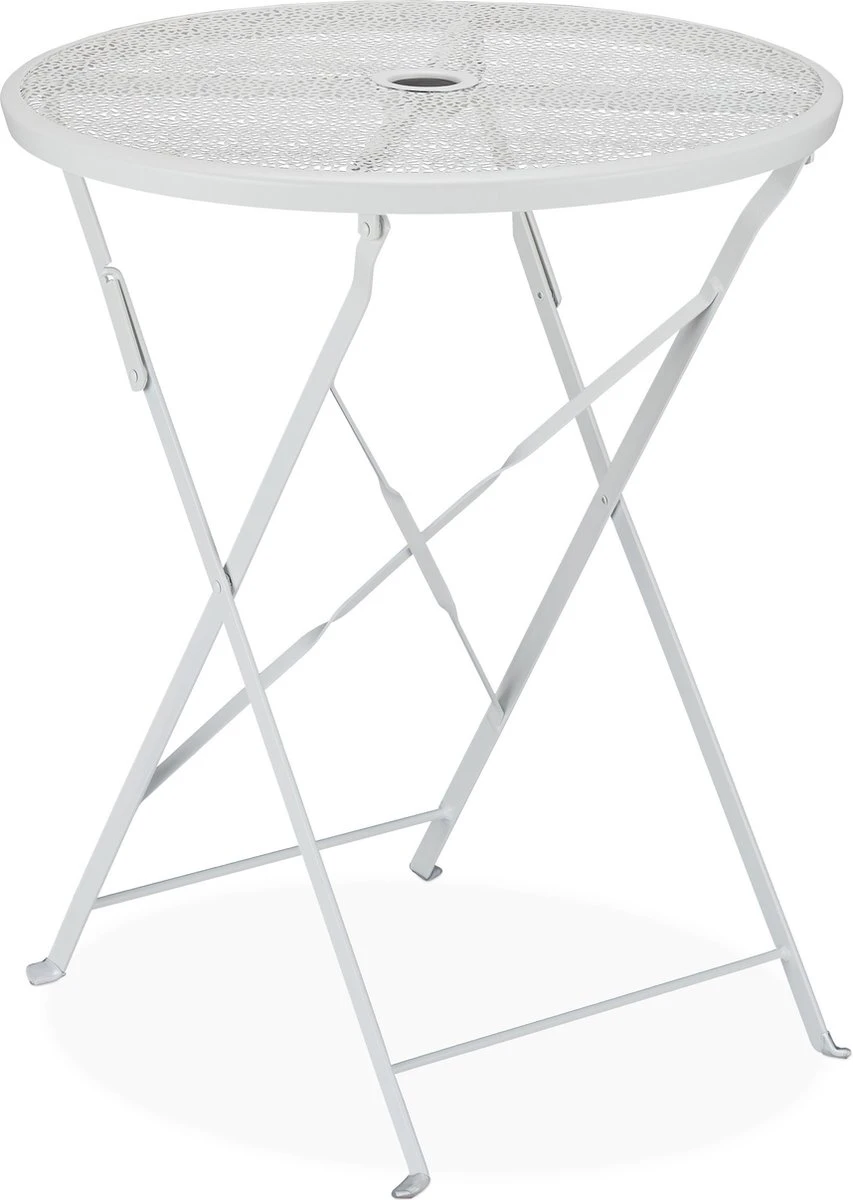 Table De Balcon Relaxdays En Métal - Table De Jardin Pliante - Table De Bistrot Blanche - Table Pliante Ronde 4 Table De Balcon Relaxdays En Métal - Table De Jardin Pliante - Table De Bistrot Blanche - Table Pliante Ronde – Image 4