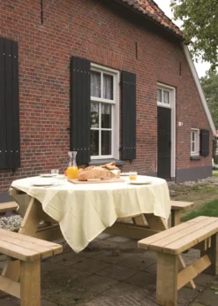 Table De Pique-nique Ronde De Luxe En Bois MaximaVida Tallinn 140 Cm - Dégagement Supplémentaire Pour Les Jambes -Jardin Meubles Magasin 856x1200