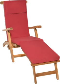 Beautissu LoftLux DC Coussin De Jardin Pour Transat 175 X 45 X 5 Cm - Coussin Transat Rouge - Kussen Transat