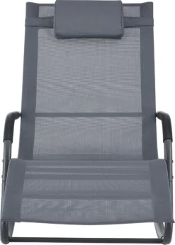Lot De 2 Bains De Soleil à Bascule Fauteuils De Jardin à Repose-Tête Amovible Transats Stylés à Sèchage Rapide Capacité De Charge 120 Kg Acier Textile 147 X 63 X 89 Cm Gris Foncé [en.casa] -Jardin Meubles Magasin 857x1200 1