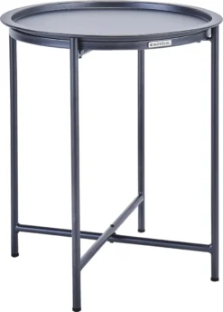 NATERIAL - Table D'appoint Plein Air MOBIS - Table De Jardin - Plateau Amovible - Ø45 Cm - Table Basse - Acier - Anthracite