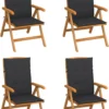 Prolenta Premium - Chaises De Jardin 4 Pcs Réglables Avec Coussins En Teck Massif