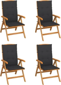Prolenta Premium - Chaises De Jardin 4 Pcs Réglables Avec Coussins En Teck Massif