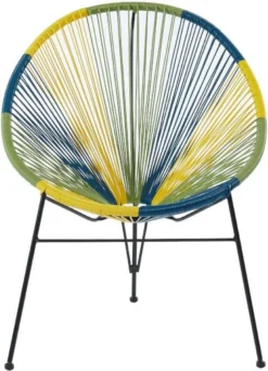 MYLIA Ensemble De Jardin En Fils De Résine Tressés - Vert, Bleu, Jaune - 2 Chaises Et Une Table - ALIOS II L 72 Cm X H 86 Cm X P 81 Cm -Jardin Meubles Magasin 866x1200