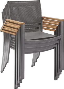NATERIAL- Salon De Jardin 6 Personnes - Table De Jardin ORIS 180/240x100 Cm - Table Extensible - 6 Chaises De Jardin ORIS Avec Accoudoirs - Fauteuil De Jardin - Empilable - Salon - Aluminium - Textilène -Jardin Meubles Magasin 867x1200 8