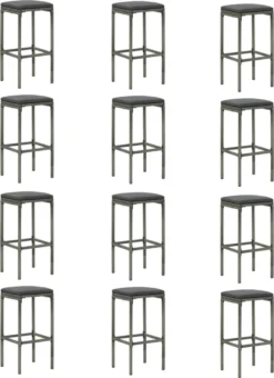 Ensemble De Bar De Jardin Premium - Bar De Jardin 16 Pièces Avec Coussins Poly Rotin Gris -Jardin Meubles Magasin 872x1200