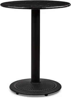 Table Bistro Blumfeldt Patras Pearl - Table De Jardin - 60 X 75 Cm (ØxH) - Plateau En Marbre - Base En Fonte - Design Art Nouveau - Pour L'intérieur Et L'extérieur - Résistant Aux Intempéries